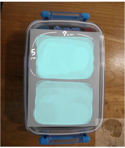 食洗機OKのラベルシールを弁当箱に乗せたところ