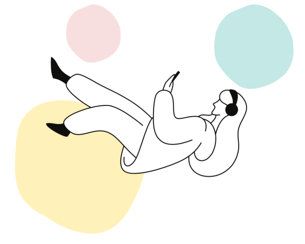 ヘッドホンをした女性