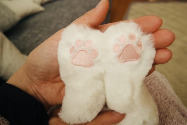 ひざねこのぬいぐるみの肉球